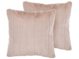 Set of 2 Throw Cushions Light Pink Polyester 45 x 45 cm Glam Embossed Zipper Furry Living Room Bedroom Beliani