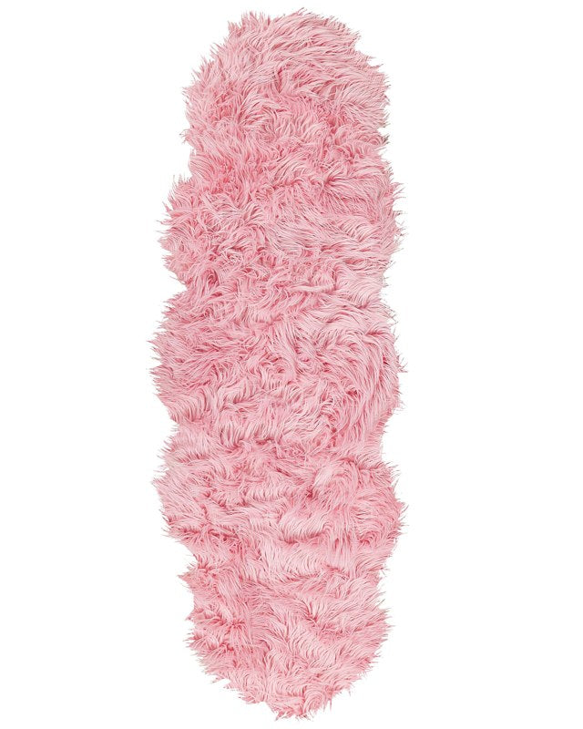 Faux Sheepskin Pink Acrylic 60 x 180 cm Glam Fur Fluffy Bedroom Living Room Beliani