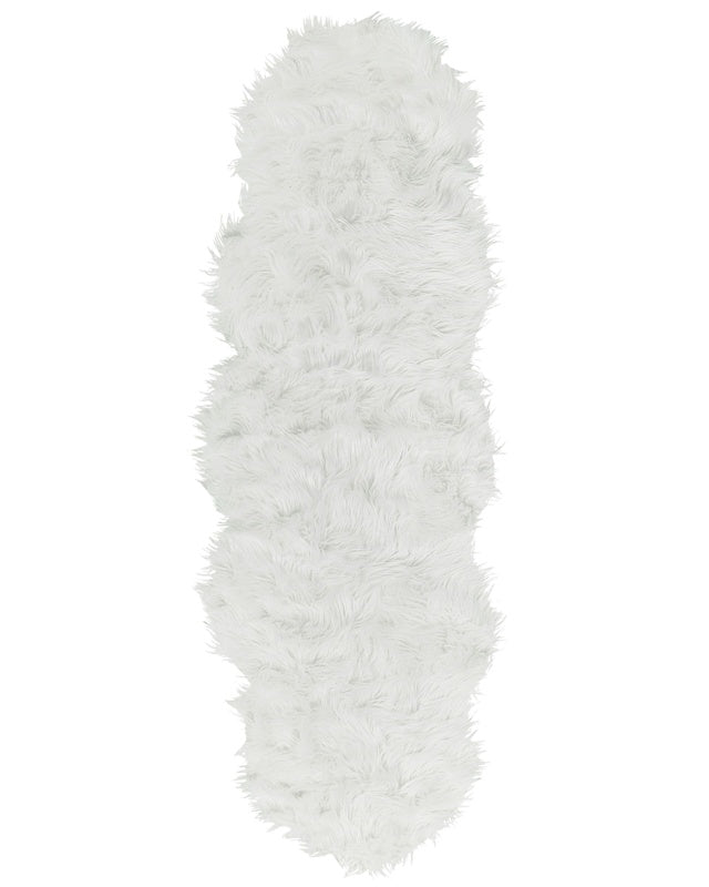 Faux Sheepskin White Acrylic 60 x 180 cm Glam Fur Fluffy Bedroom Living Room Beliani