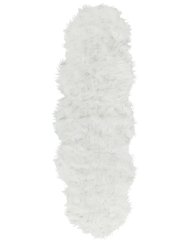 Faux Sheepskin White Acrylic 60 x 180 cm Glam Fur Fluffy Bedroom Living Room Beliani