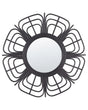 Wall Mirror Black Rattan 60 cm Boho Flower Sun Shape Round Mounting Hooks Living Room Bedroom Beliani