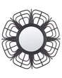 Wall Mirror Black Rattan 60 cm Boho Flower Sun Shape Round Mounting Hooks Living Room Bedroom Beliani