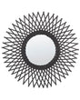 Wall Mirror Black Rattan 60 cm Boho Sun Shape Round Mounting Hooks Openwork Living Room Bedroom Beliani