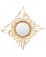 Wall Mirror Natural Rattan 60 x 60 cm Boho Novelty Diamond Shape Round Mounting Hooks Living Room Bedroom Beliani