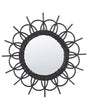 Wall Mirror Black Rattan Frame ø 60 cm Modern Sunburst Design Hanging Living Room Decoration Beliani