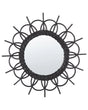 Wall Mirror Black Rattan Frame  60 cm Modern Sunburst Design Hanging Living Room Decoration Beliani