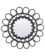 Wall Mirror Black Rattan Frame ø 60 cm Modern Sunburst Design Hanging Living Room Decoration Beliani