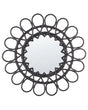 Wall Mirror Black Rattan Frame  60 cm Modern Sunburst Design Hanging Living Room Decoration Beliani