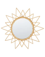 Wall Mirror Natural Rattan Frame  61 cm Modern Sunburst Design Hanging Living Room Decoration Beliani