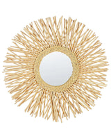 Wall Mirror Natural Rattan Frame  60 cm Modern Sunburst Braid Design Hanging Living Room Decoration Beliani