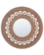 Wall Mirror Light Brown Bamboo Wood Round 62 cm Handmade Frame Decorative Geometric Pattern Boho Rustic Beliani