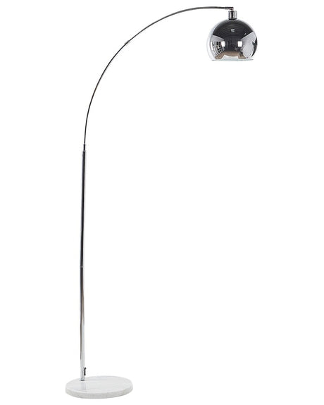 Floor Lamp Silver Metal 210 cm Modern Round Adjustable Dome Lampshade Glossy Living Room Beliani