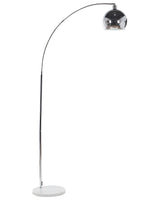 Floor Lamp Silver Metal 210 cm Modern Round Adjustable Dome Lampshade Glossy Living Room Beliani