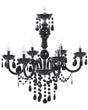 Chandelier Black Crystal 6 Light Bulbs Glamour Living Room Bedroom Beliani