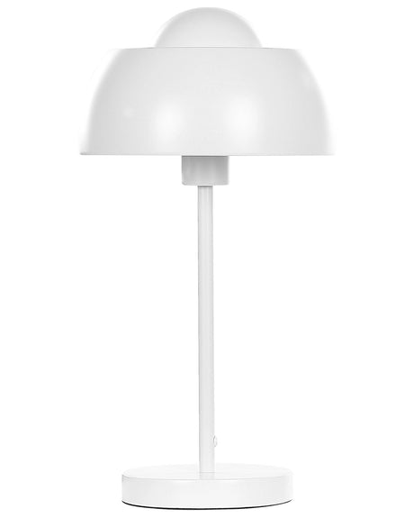 Table Lamp Bedside White Metal Round Base Dome Shade Glam Reading Light Beliani