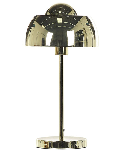 Table Lamp Bedside Gold Metal Round Base Dome Shade Glam Reading Light Beliani