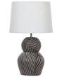 Table Lamp Black Ceramic Base 63 cm White Fabric Shade Classic Bedside Table Light Beliani