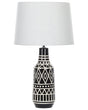 Table Lamp Black Ceramic Base 68 cm White Fabric Shade Classic Bedside Table Light Beliani