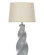 Table Lamp Grey Ceramic Base 71 cm White Fabric Shade Classic Bedside Table Light Beliani