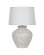 Table Lamp Cream Ceramic Base Light Beige Drum Fabric Shade Home Light Traditional Design Beliani