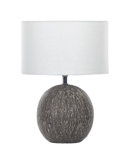 Table Lamp Black Ceramic Base Unique Shape White Fabric Shade Modern Design Home Light Beliani