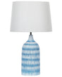 Table Lamp Blue Ceramic Base 66 cm White Fabric Shade Classic Bedside Table Light Beliani