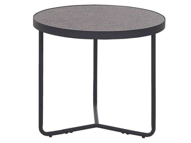 Coffee Table Light Wood Concrete Effect with Black Metal Legs Round Small 50 x 50 x 42 cm Living Room Furniture Beliani