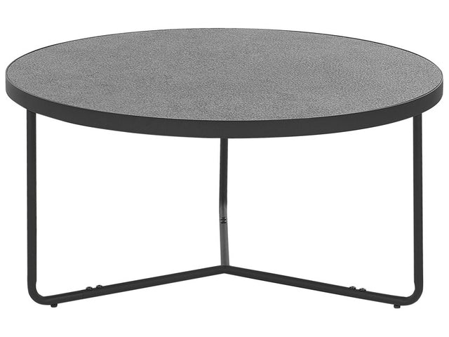 Coffee Table Concrete Effect with Black Metal Legs Round Large ø 80 cm Living Room Furniture Beliani