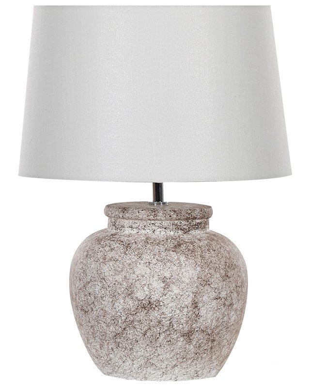 Table Lamp Beige Ceramic 50 cm Boho Night Light Shade Cracked Texture Bedroom Living Room Beliani