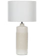 Table Lamp Off-White Ceramic 59 cm Scandinavian Night Light Shade Texture Glossy Bedroom Living Room Beliani