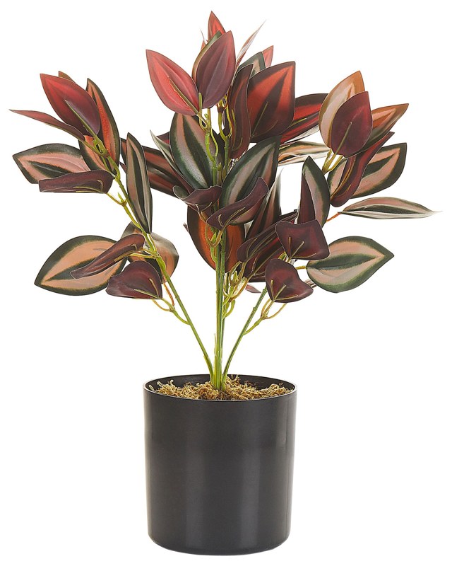 Artificial Potted Plant Green and Red Synthetic Material Black Pot 35 cm Fake Tradescantia Decorative Indoor Accessory Beliani