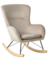 Rocking Chair Beige Velvet Metal Legs Wooden Skates Modern Beliani