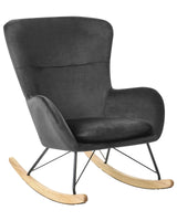 Rocking Chair Black Velvet Metal Legs Wooden Skates Modern Beliani