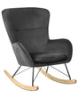 Rocking Chair Black Velvet Metal Legs Wooden Skates Modern Beliani