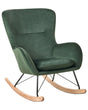 Rocking Chair Dark Green Velvet Metal Legs Wooden Skates Modern Beliani