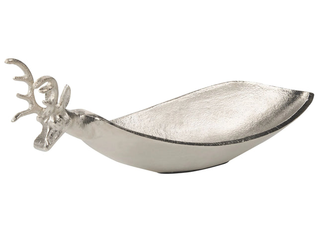 Trinket Dish Silver Metal Jewellery Ring Holder Tray Seasonal Reindeer Motif Decor Beliani