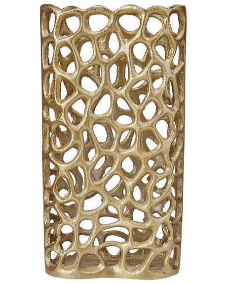 Decorative Table Vase Gold Metal Narrow Shape Openwork Design Home Accessory Beliani