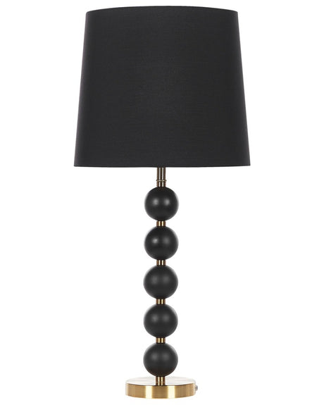 Table Lamp Black and Gold Metal Accent Base with Black Fabric Shade Beliani