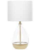 Table Lamp White Clear Glass Base White Empire Shade Bedside Light Accent Piece Decoration Beliani