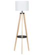 Tripod Floor Lamp White Linen Round Lampshade Light Wood Legs 148 cm Modern Beliani