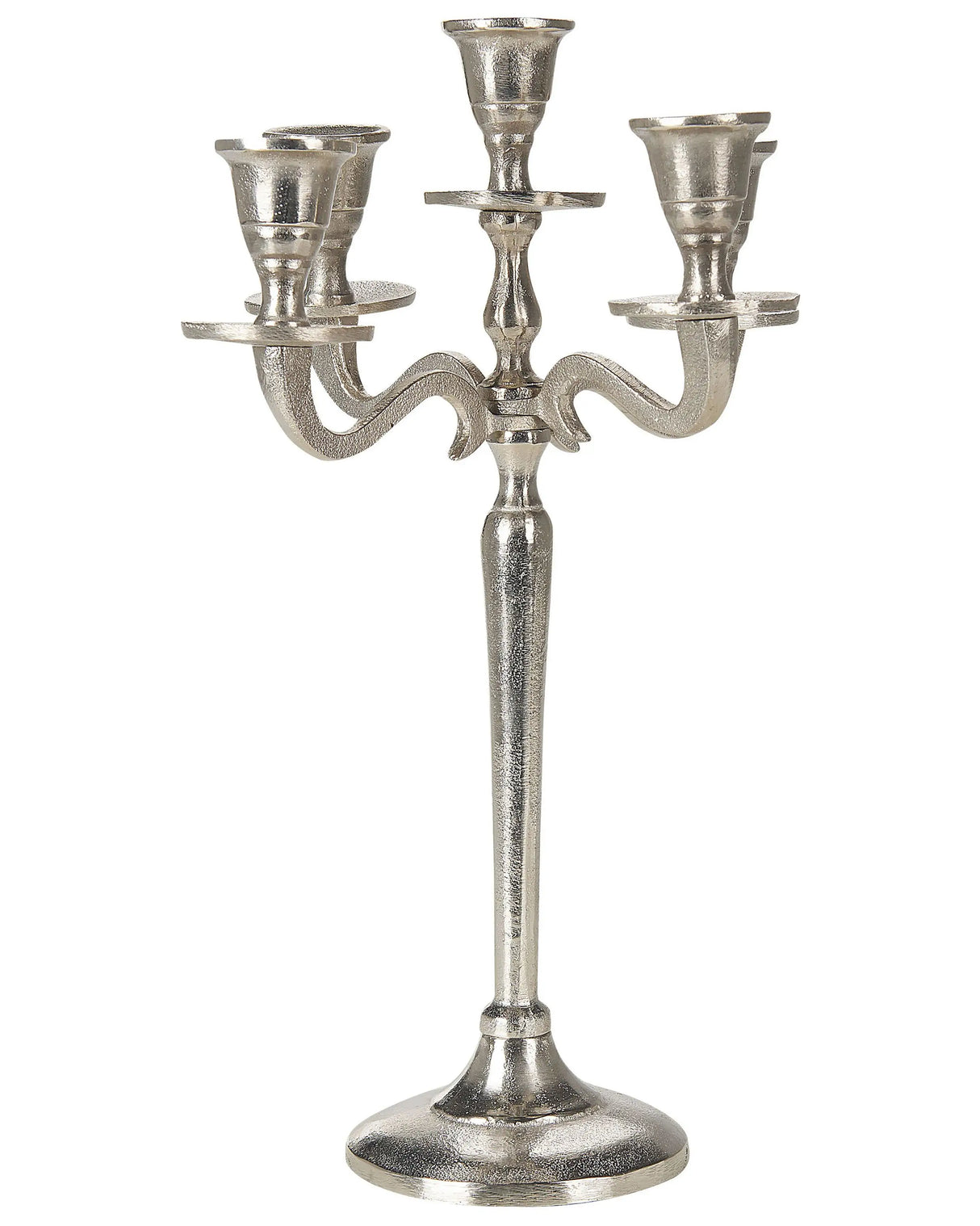 Candelabra Silver Metal 5 Candles Traditional Vintage Handmade Dining Room Bedroom Beliani