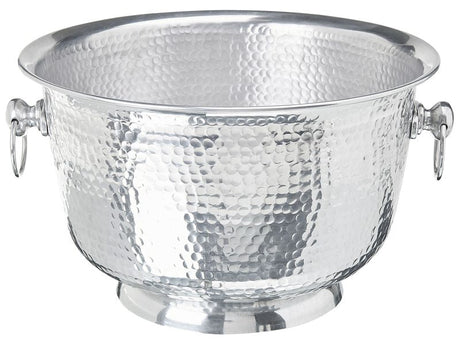 Decorative Bowl Silver Hammered Metal Glamour Handmade Handles for Drinks Dining Room Beliani