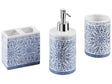 Bathroom Accessories Set Blue and White Dolomite Coastal Soap Dispenser Toothbrush Holder Container Beliani