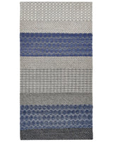 Area Rug 80 x 150 cm Blue and Grey Wool Bedroom Beliani