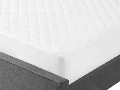 Mattress Protector White Japara Cotton Super King Size 180 x 200 cm Pad Fitted Quilted Piped Edges Beliani