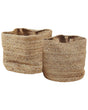 Set of 2 Jute Storage Baskets Laundry Bins Natural Beliani