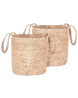 Set of 2 Jute Storage Baskets Laundry Bins Natural Beliani