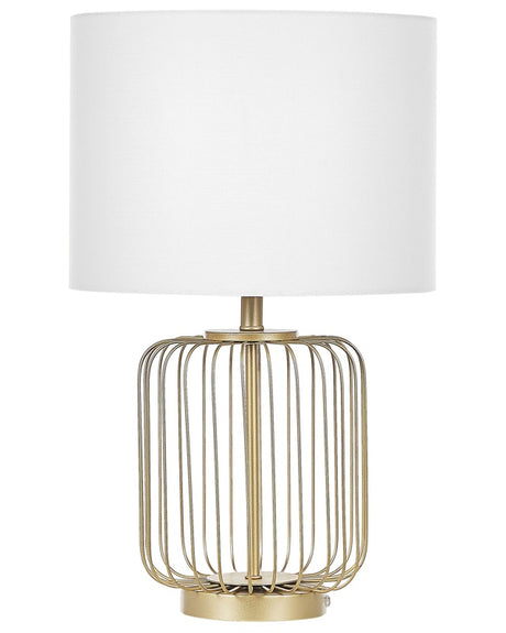 Table Lamp Metal Gold Cage Base Bedroom Lightning Bedside Table Living Room Bedroom  Beliani