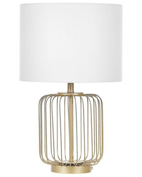 Table Lamp Metal Gold Cage Base Bedroom Lightning Bedside Table Living Room Bedroom  Beliani