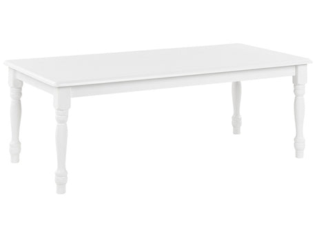 Coffee Table White MDF Rubberwood 120 x 60 cm Turned Legs Chic Vintage Design Living Room Furniture Beliani